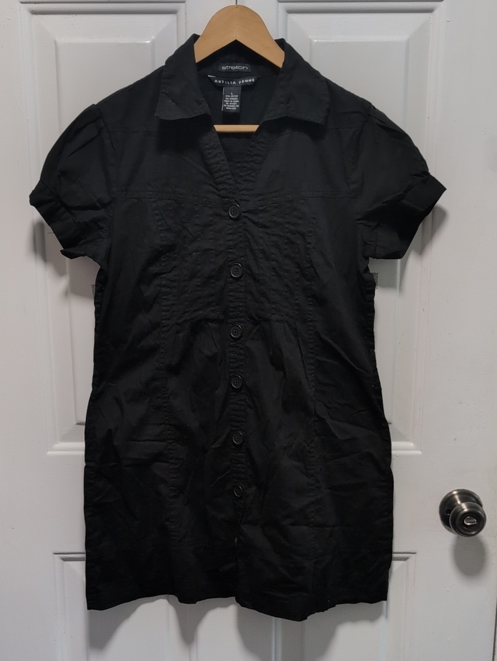 Antilia Femme Black Stretch Shirt Dress